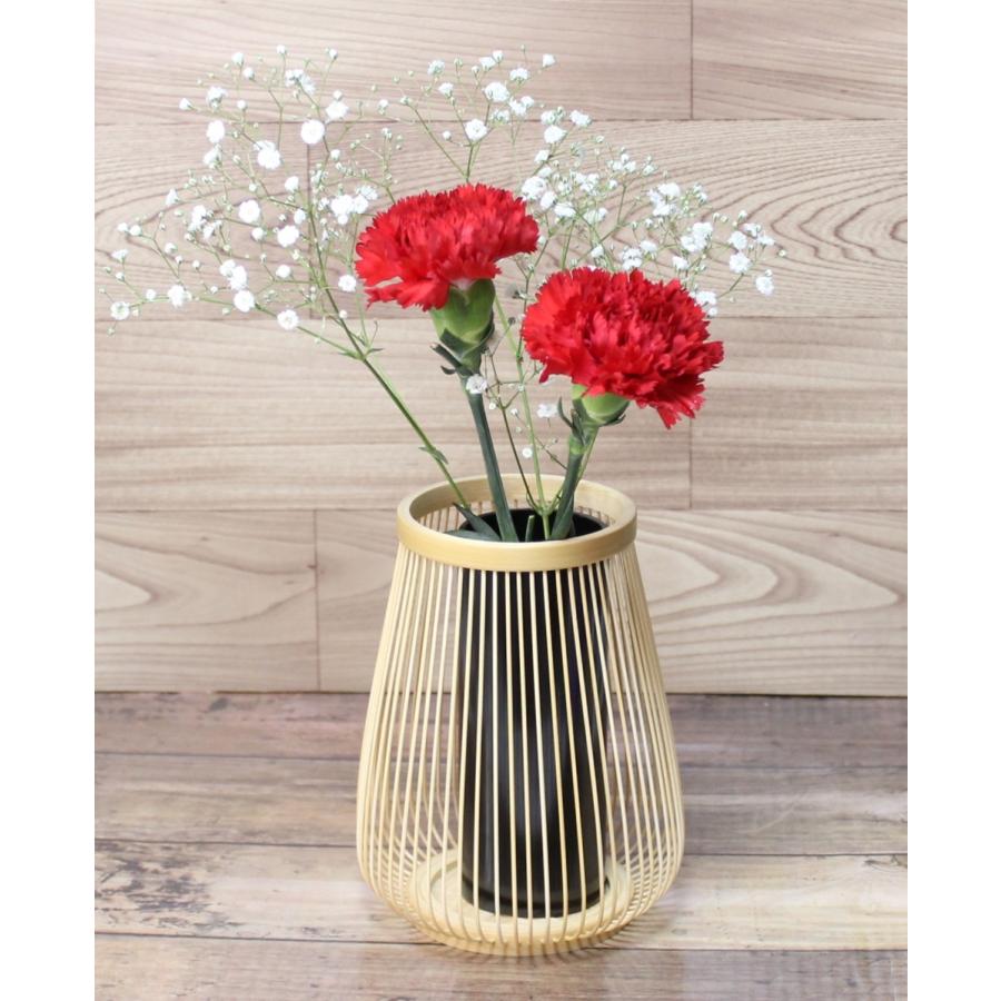 伝統的工芸品 駿河竹千筋細工 花器 嵯峨野 さらし : 手作り伝統工芸品