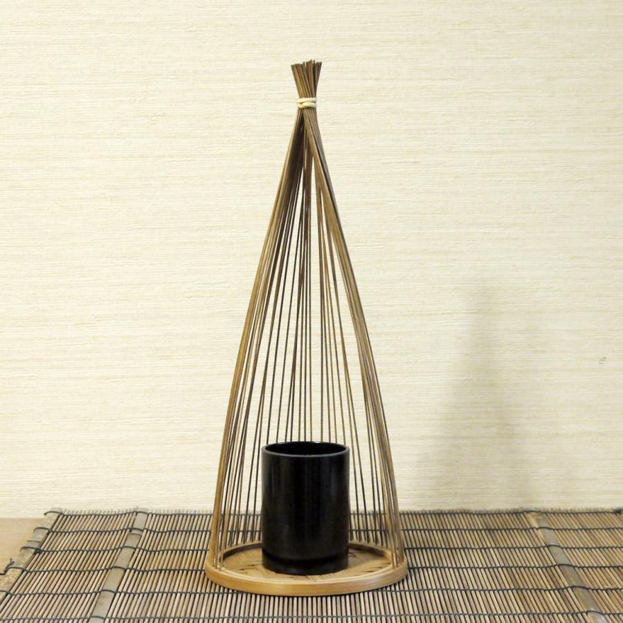 伝統的工芸品 駿河竹千筋細工 花器 雪ん子 煤竹風 : 手作り伝統工芸品
