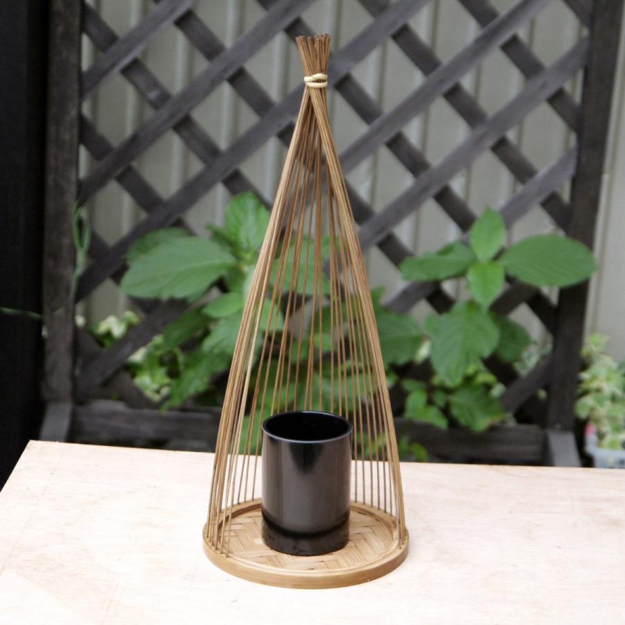 伝統的工芸品 駿河竹千筋細工 花器 雪ん子 煤竹風 : 手作り伝統工芸品