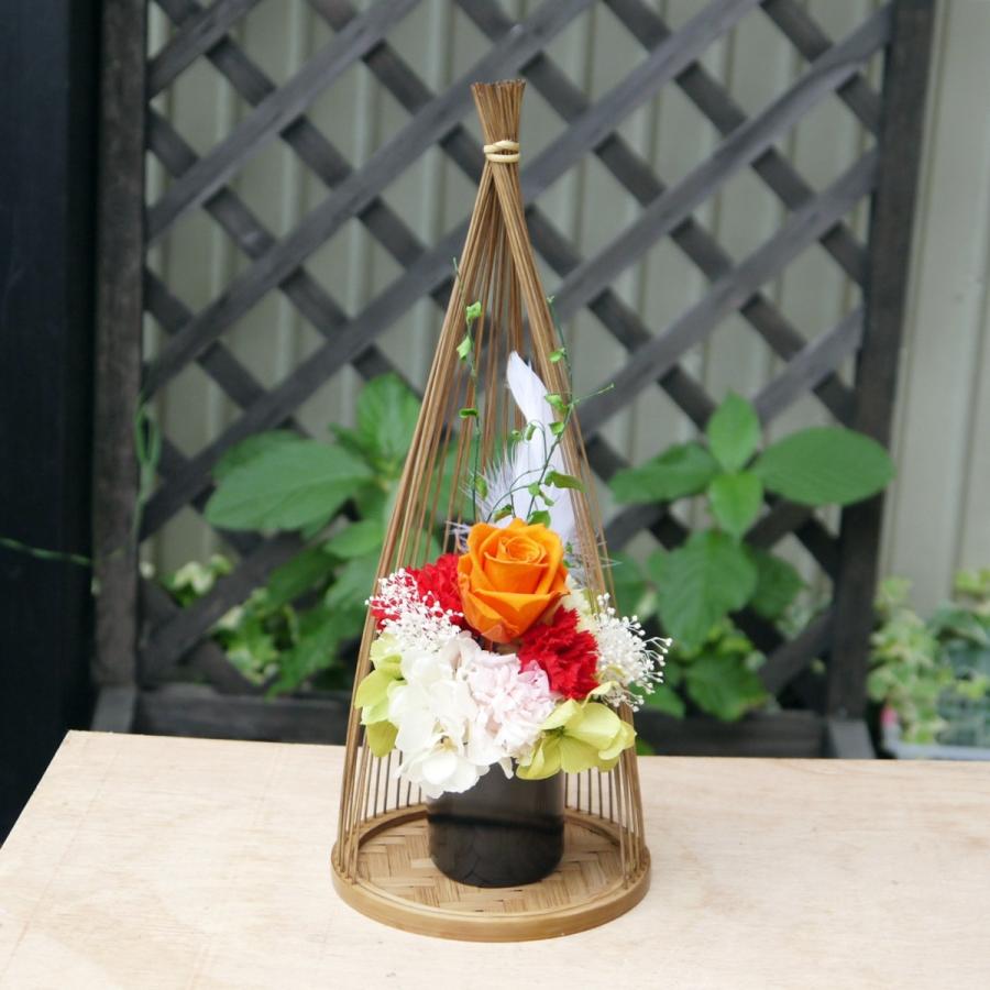 伝統的工芸品 駿河竹千筋細工 花器 雪ん子 煤竹風 : 手作り伝統工芸品