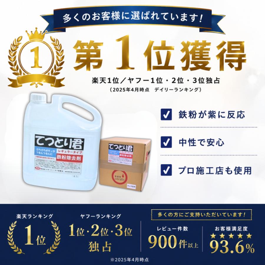 鉄粉取り 2本 鉄粉除去剤 中性 4L 鉄粉取り 車 鉄粉クリーナー 業務用 洗車 下地処理
