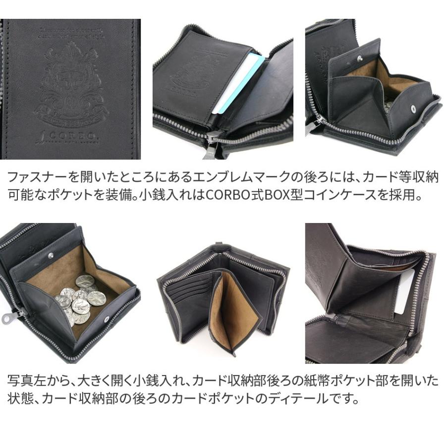 最終価格！36300円を☆箱付　コルボ　馬革　ラウンドファスナー　二つ折り財布 CORBO（コルボ） 3年保証付 CORBO. -equines(smalls)- ラウンド