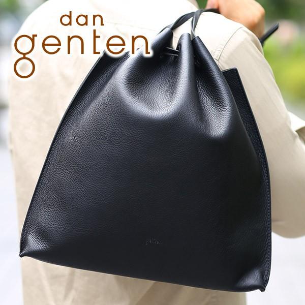 dan genten✨スマートユニット　巾着バッグ　牛革　ユニセックス　黒 genten（ゲンテン） dan genten ダン sumart unit スマートユニット