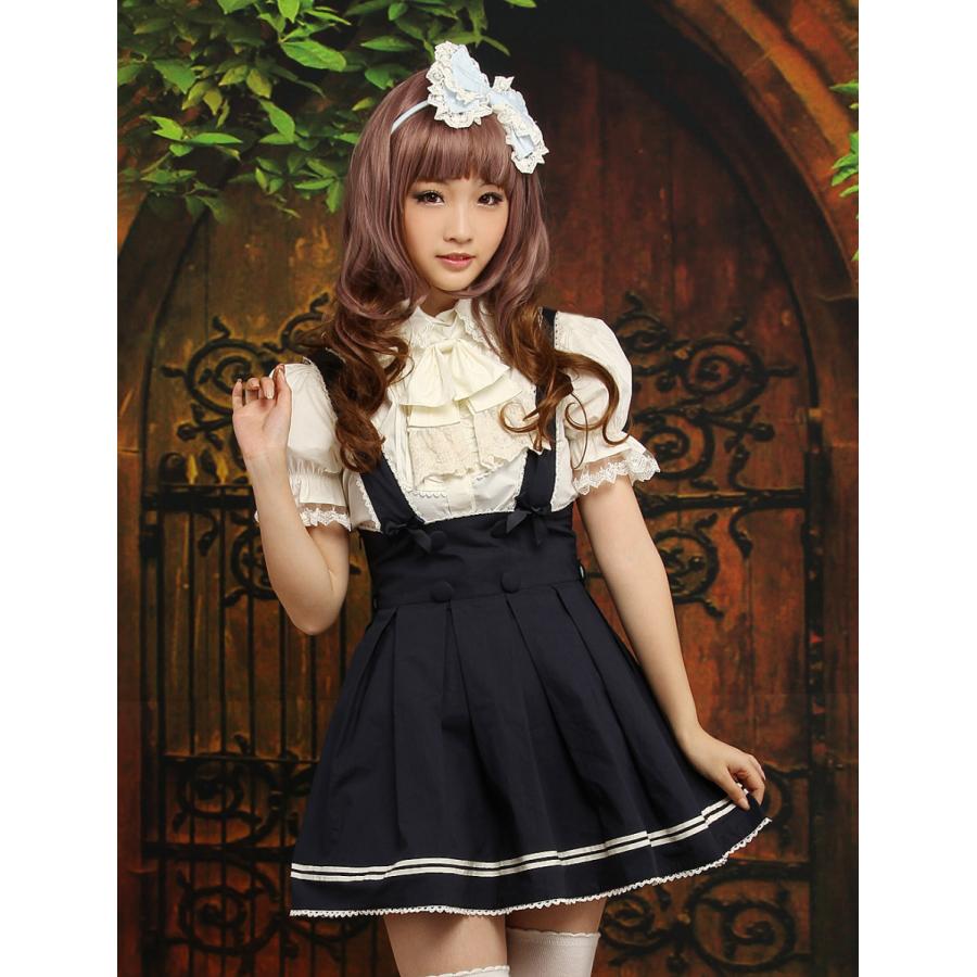 ダークネイビーコットンクラシックゴシッククラロリゴスロリ甘ロリ学園風お茶会デート入学式