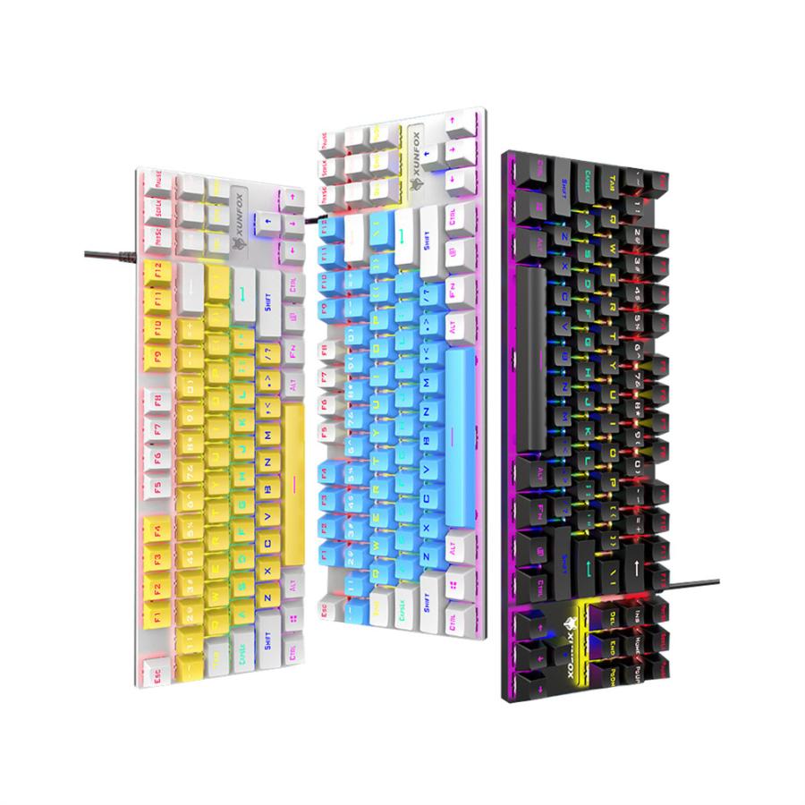 ゲーミングキーボード 青軸87キーアンチゴーストキー　10種類の色 メカニカル式ゲーム用キーボード RGB発光LEDバックライト付き USB有線高速反応キーボード