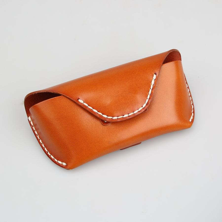 SENWA 本革メガネケース 手縫仕立て 隠しマグネットボタン付き眼鏡