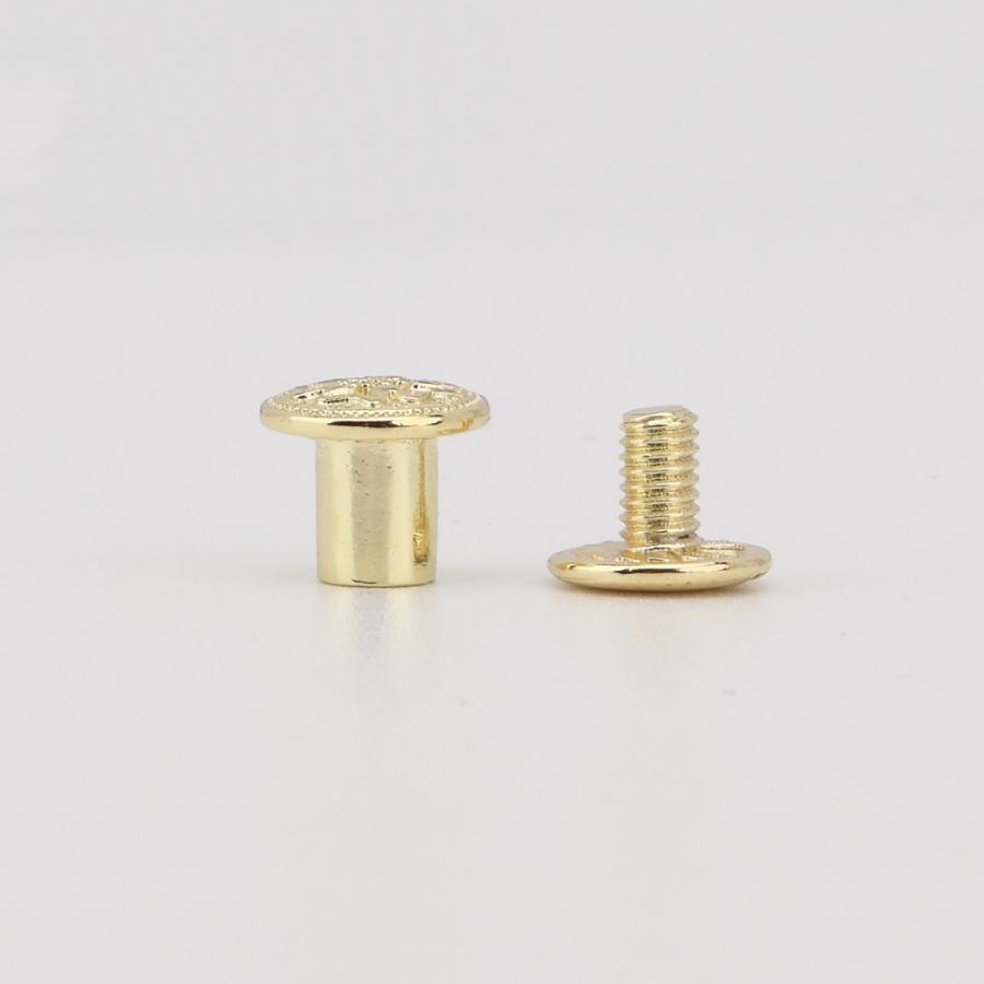 真鍮生地 金・銀メッキ 花柄 シカゴスクリューリベット レザーバッグ