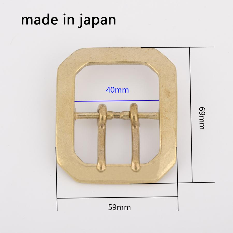 senwa 日本製真鍮生地 ベルト用バックル 巾40mm ダブルニードル 2本針