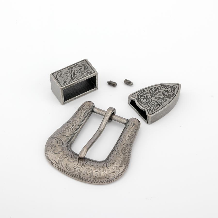 アンティークバックル SENWA 唐草レンジャーバックル ベルト鞄用 巾20mm 3点セット