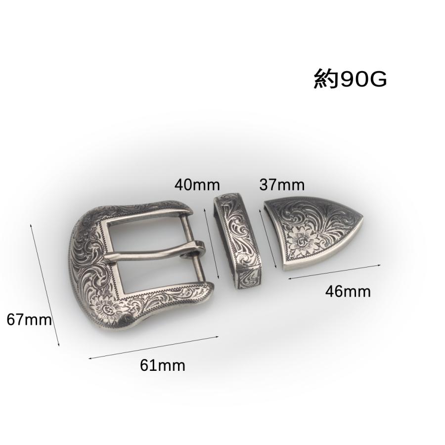 SENWA 唐草レンジャーバックル ベルト用 メンズ 巾40mm 3点セット