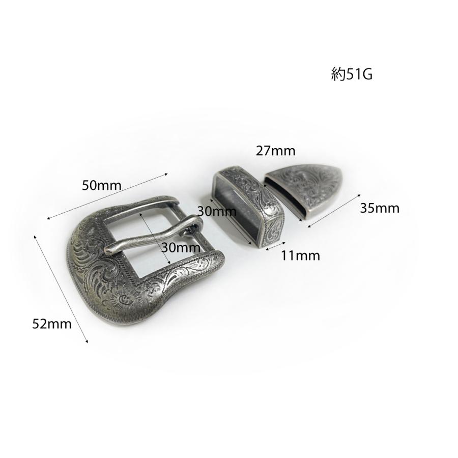 SENWA 唐草レンジャーバックル ベルト用 メンズ 巾30mm 3点セット 