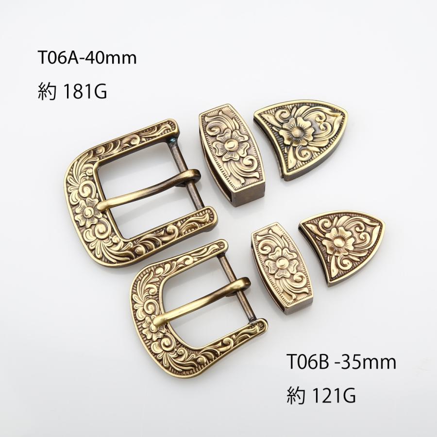SENWA ブラス唐草レンジャーバックル ベルト用 メンズ 巾40mm 3点