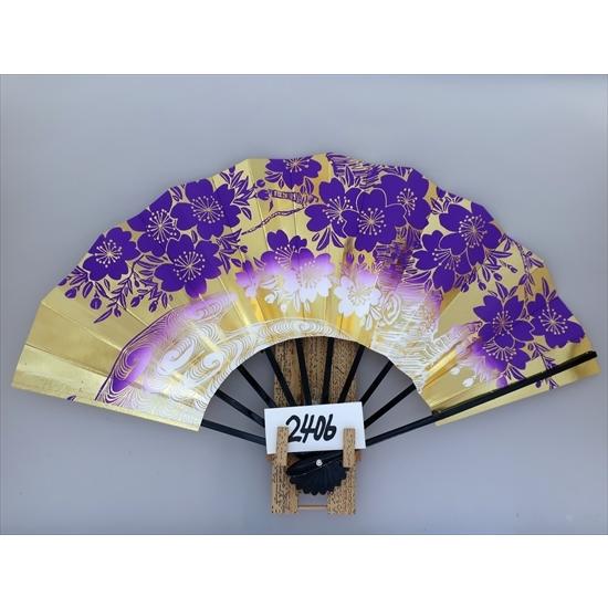 爆売りセール開催中 舞扇子 骨色変更可能 紫天ぼかし ａ２４０６ サイズ変更 箱なし 金箔桜流水抜き 日本舞踊
