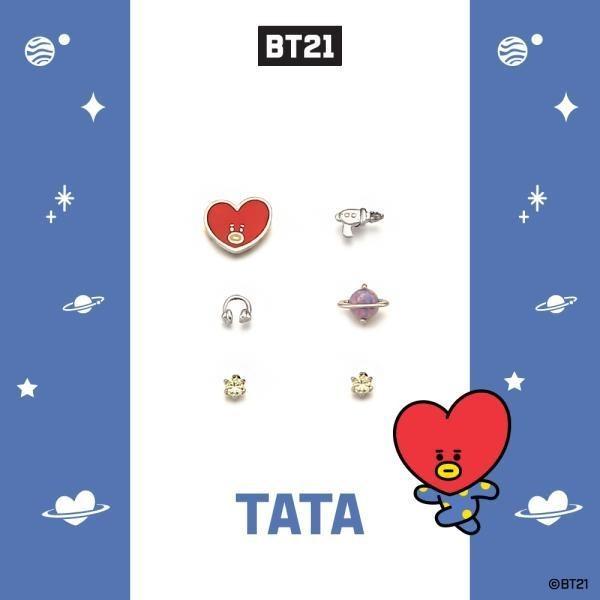 BT21公式グッズ＝ バンタン BTS キャラクターピアスセット(TATA)｜防弾