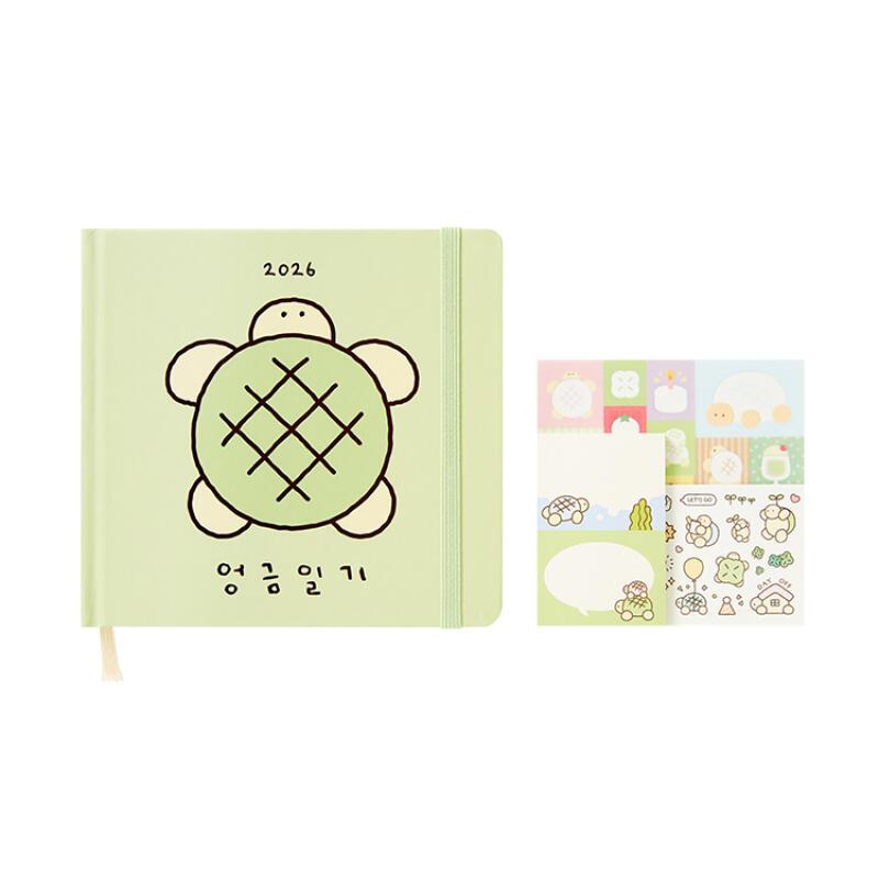 韓国雑貨 ステッカーとポストイット付き のろのろカメさん ダイアリー