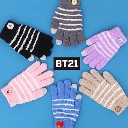 ＝BT21公式グッズ＝ バンタン BTS 寒い日のお出かけもBT21と共に〜 ボーダー手袋｜防弾少年団｜可愛い｜韓国雑貨 | 