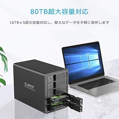 ORICO 3.5インチ ハードディスクケース USB3.0接続 HDDケース SATA3.0対応 16TBx5台 大容量 工具不要 全アルミボ