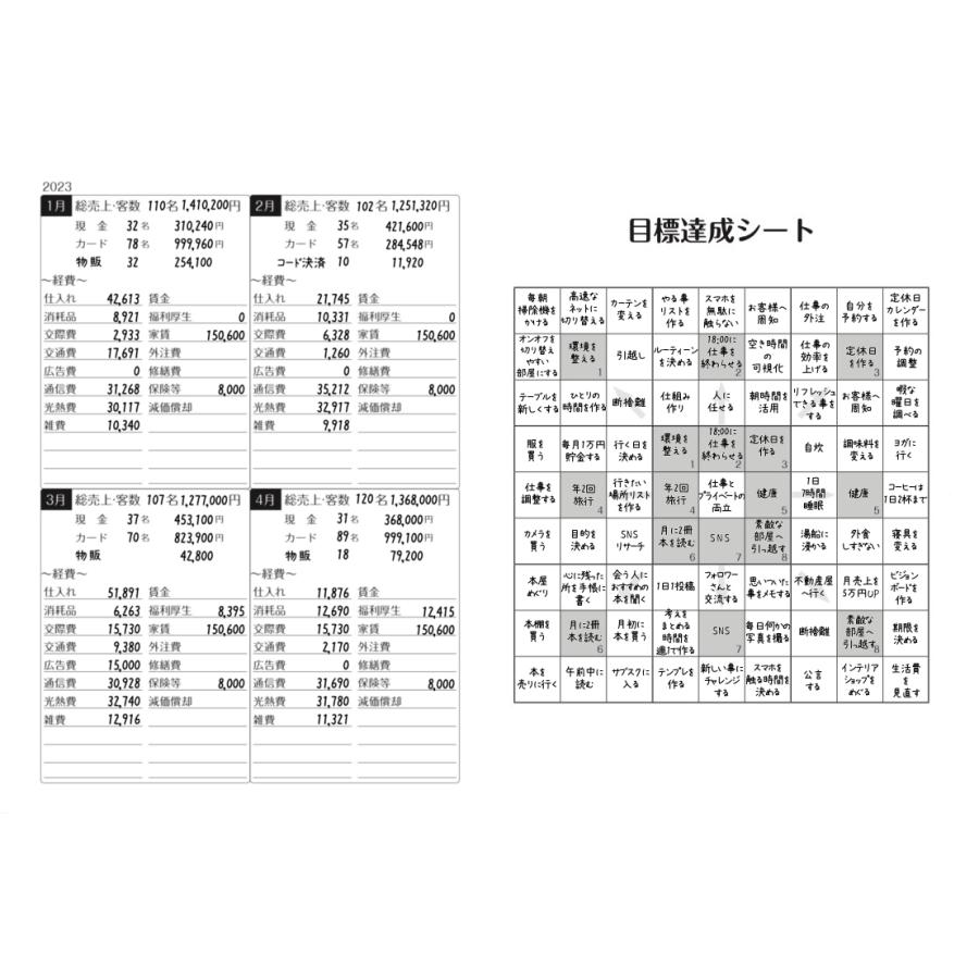 そのまま確定申告！予約表 日報 帳簿 スケジュール 手帳　【ThreeGe】スリージェ 【2023年版手帳 2022年12月始まり】 A５ バーチカル マンスリー｜sept-nail｜20