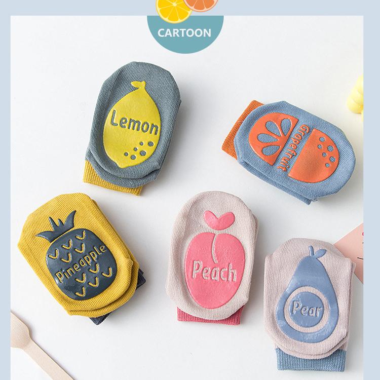 ベビー キッズ 転倒防止 靴下 滑り止め靴下 滑りにくいソックス 滑り止め付き 短め フルーツ柄 保育園や幼稚園に |  | 09