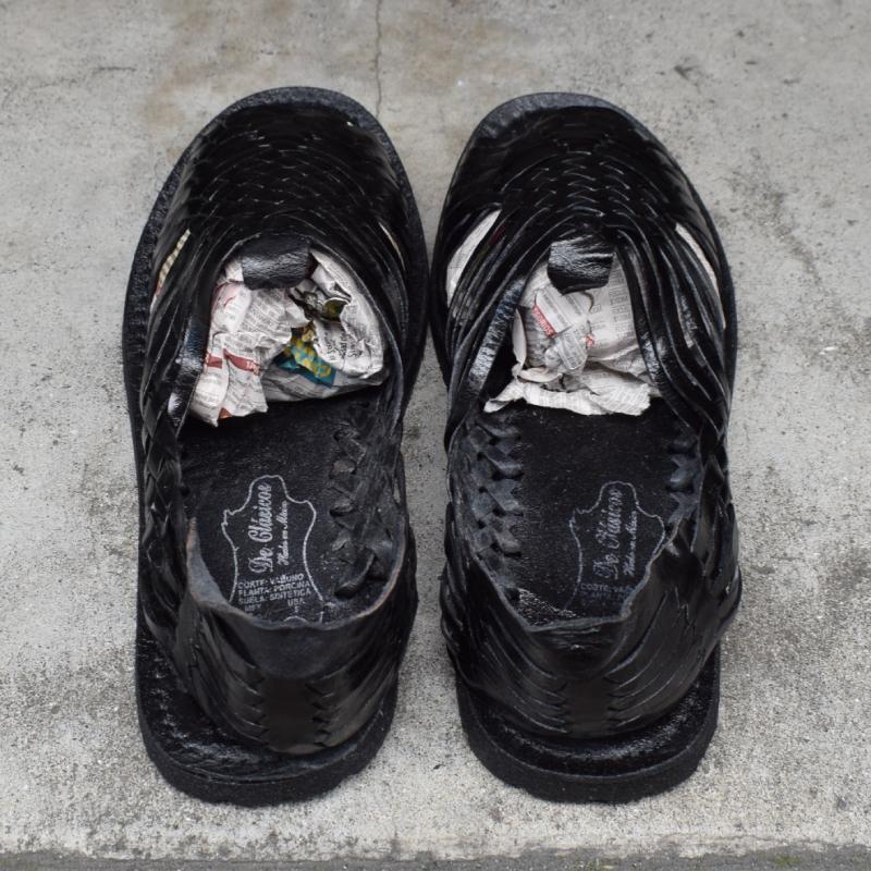 断捨離様　黒＆キャメル２足同梱発送割引き２７ｃｍメキシコ製ワラチシューズ HUARACHE(ワラチ) MEXICAN SANDAL(メキシカンサンダル) BLACK