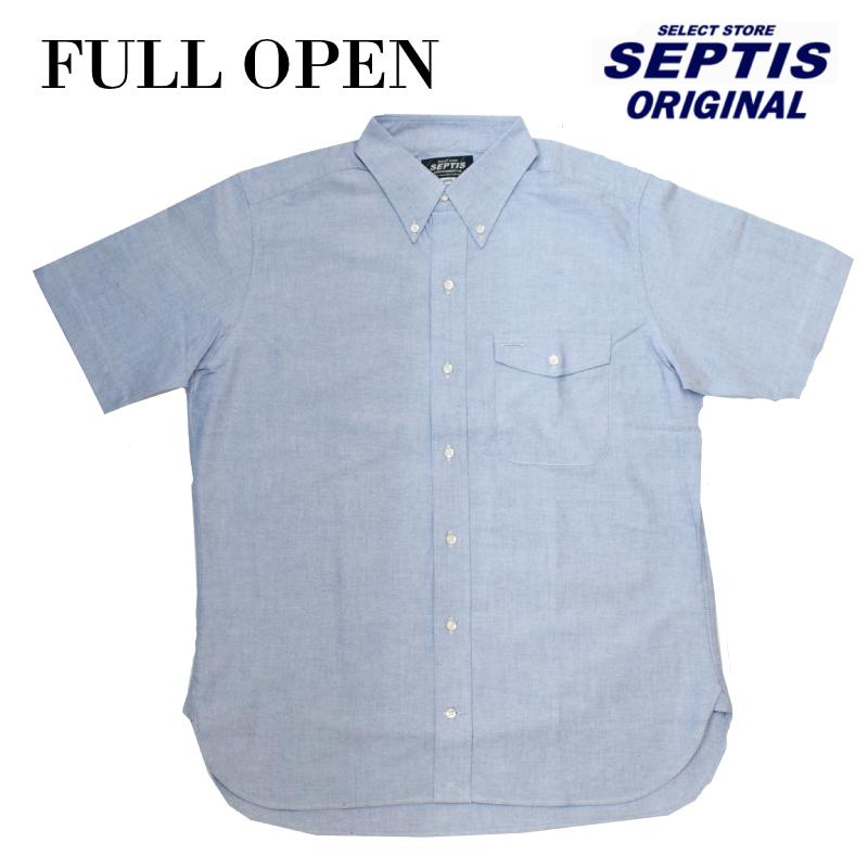 SEPTIS ORIGINAL(セプティズオリジナル) ORIGINAL IVY SHIRTS(半袖オリジナルアイビーシャツ) OXFORD(オックスフォード) BLUE｜septis