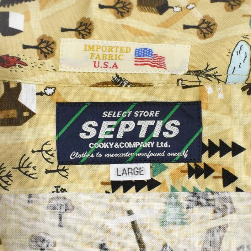 SEPTIS ORIGINAL(セプティズオリジナル) S/S ONENAP COLLARED SHIRTS(半袖ワンナップカラーシャツ/開襟シャツ) CAMP MAP(キャンプ マップ) BEIGE｜septis｜02