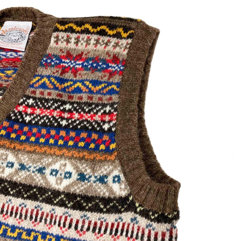 JAMIESON'S(ジャミーソンズ)【MADE IN ENGLAND】 FAIR ISLE SWEATER V-NECK VEST(イギリス製 フェアアイルニット Ｖネック ベスト)｜septis｜18