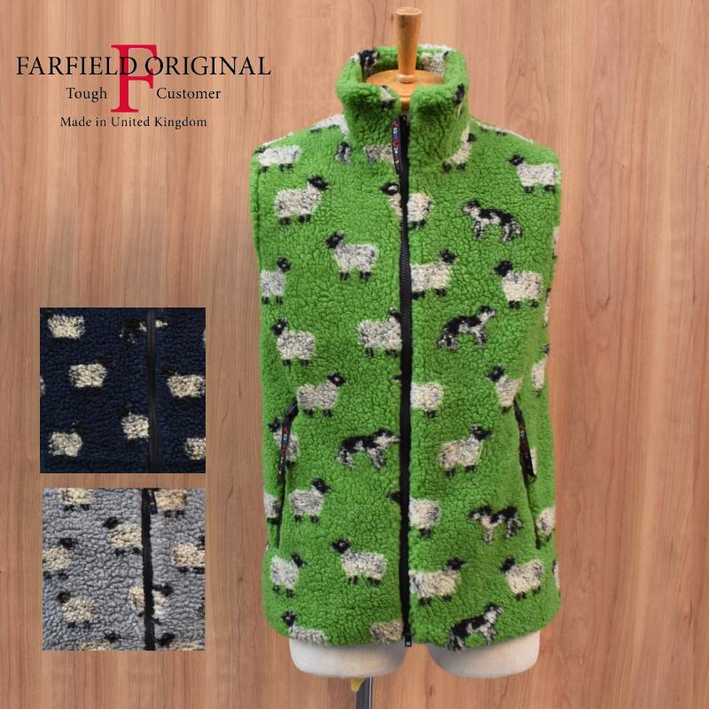 ▪️ ▼farfield original ボアベスト　シープ柄　フリースベスト FARFIELD ORIGINAL(ファーフィールド)【MADE IN ENGLAND】 FLEECE VEST