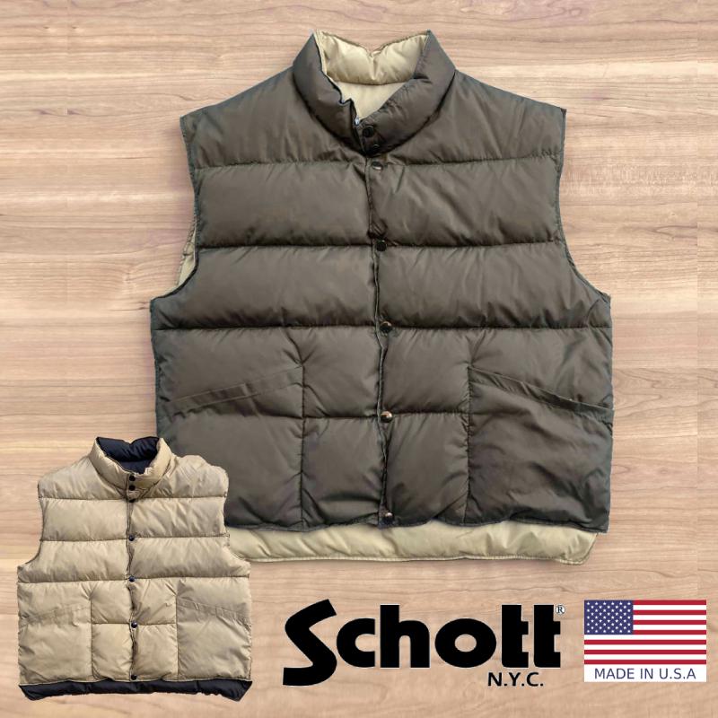 90s DEADSTOCK！【MADE IN U.S.A.】SCHOTT (ショット) GOOSE DOWN VEST (グースダウン ダウン
