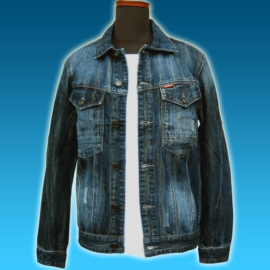 ジーンズ デニムジャケット Gジャン ダメージ/クラッシュ加工 裏地