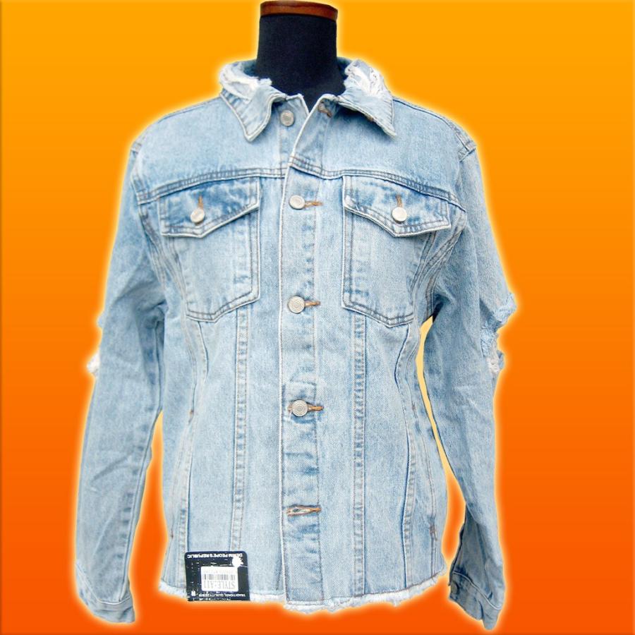 デニムジャケット　ブリーチ加工 1点 ソフト デニムジャケット【4】ビンテージ加工 ブリーチ