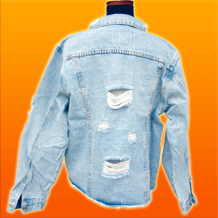 デニムジャケット Gジャン ダメージ/クラッシュ加工 ブリーチ