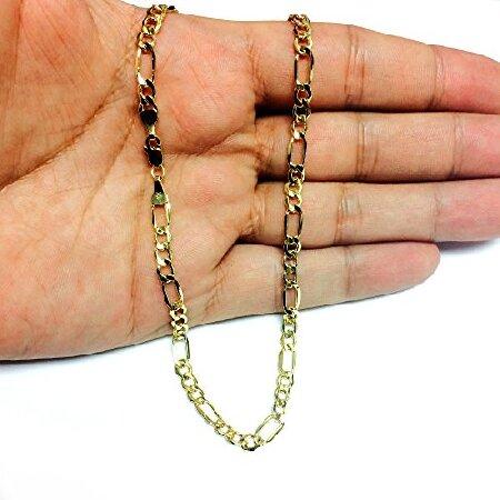 10k Yellow Gold Hollow Figaro Chain Necklace， 4.6mm， 18