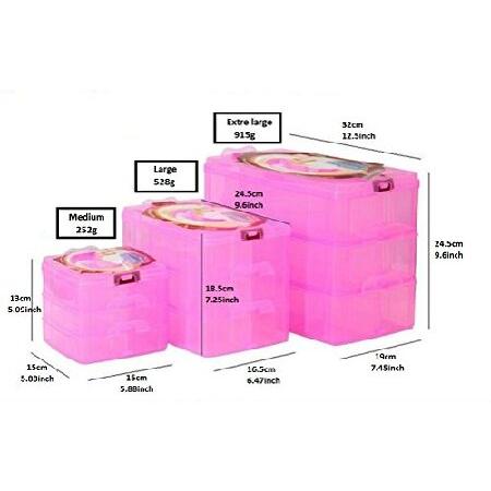 【国内正規総代理店アイテム】 MINGHU 3段 透明 積み重ね可能 調整可能 コンパートメント スロット プラスチック クラフト 収納 ボックス オーガナイザー 3サイズ 4色 キャンディカラー Extre