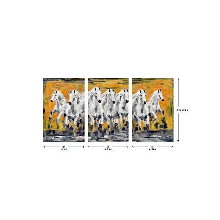 馬の画 999Store White Horses ND Yellow Gray Wall Art Painting