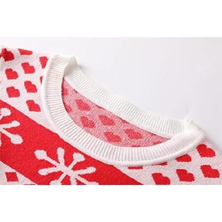 大人気の Women´s Cute Christmas Family Matching Crewneck Long Sleeve Pullover Knitted Cashmere Sweaters Tops for Women，Red，X-Large