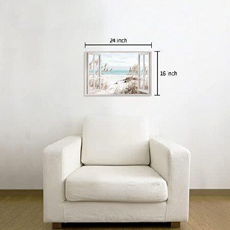 ビーチウィンドウキャンバスウォールアート リビングルーム ブルーオーシャンシーン 絵画 海岸 海の景色 絵 寝室 モダン リラックス 海 風景 プリント 熱帯の海 