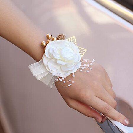 スピード出荷 XJJZS Pearl Proof Bridesmaid Sister Group Wrist Bouquet Diamond Stretch Bracelet Wedding Party Accessories (Color : White， Size : 7.5 * 6.5cm)
