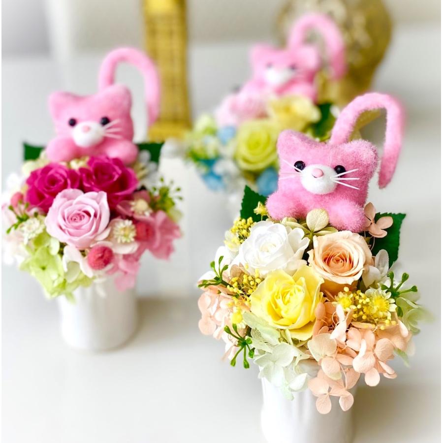 プリザーブドフラワー お花 ネコ お誕生日 プレゼント 母の日 結婚出産