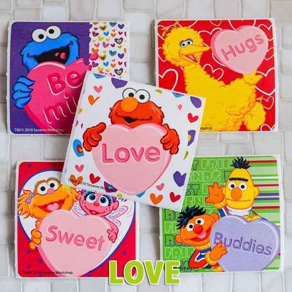 新商品 新型 セサミストリート キャラクターグッズ 直輸入 スクエアステッカー エルモ アーニー バート ビッグバード Champagnelefevre Fr