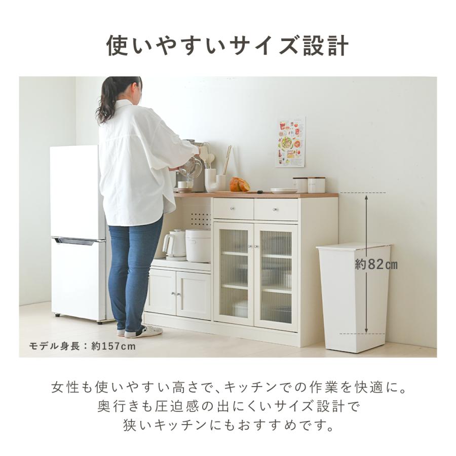 SESAME 食器棚 レンジ台 完成品 ロータイプ 幅118cm 大型レンジ対応