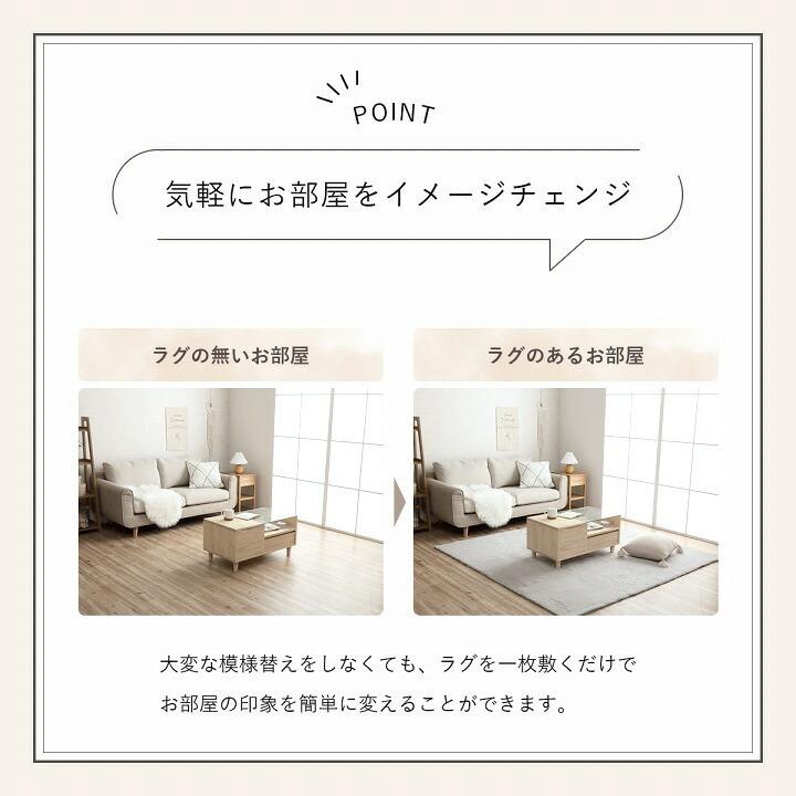 ラグ 洗える フェイクファー ホットカーペット対応 床暖房 ラグマット 抗菌 防臭 かわいい ラビットファー 北欧 韓国 くすみカラー 2畳 ラピアス 約200×200cm_17