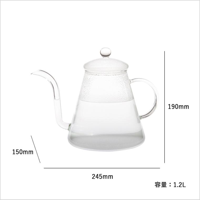 ティーポット 直火ガラス POUR OVER KANNE 1.2L ガラス おしゃれ