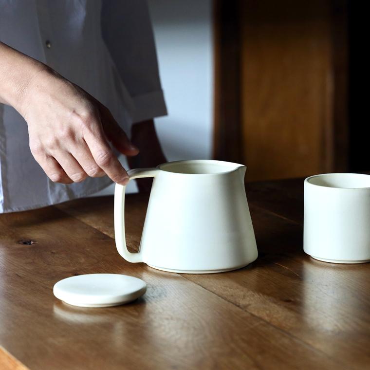 ティーポット 双重（ふたえ） 陶器 【専用ふた】 白 おしゃれ 直火
