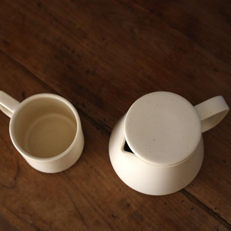 ティーポット 双重（ふたえ） 陶器 【 マグ】 白 おしゃれ 直火 やかん