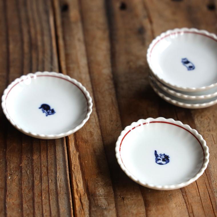 東屋 豆皿 セット おしゃれ 6cm 白 箸置き 小皿 正月 猫 和食器 皿