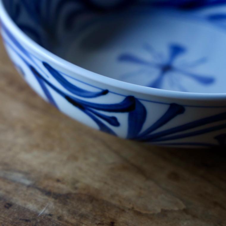 お皿 砥部焼 梅山窯 7寸平鉢 内外唐草 おしゃれ 器 和食器 砥部焼皿7寸