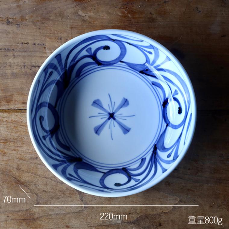 お皿 砥部焼 梅山窯 7寸平鉢 内外唐草 おしゃれ 器 和食器 砥部焼皿7寸