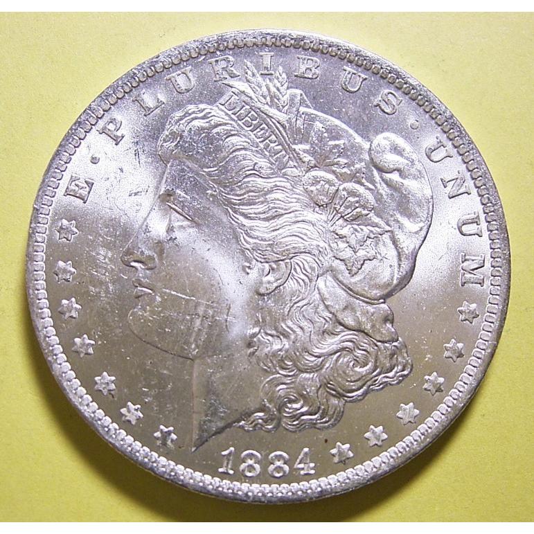 1884年-O　 アメリカ、モルガン1ドル銀貨、UNC｜setagaya-coin-pro