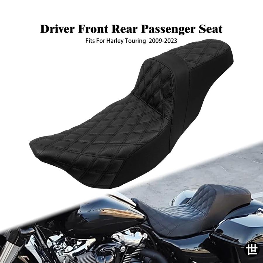 バイク用2人乗りクッションシート運転席助手席前席後席ハーレーツーリングロードキングFLTRXSエレクトラグライドFLHX CVO 09-23用_2